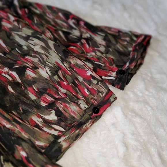 *IZ Byer* Sheer Smeared Abstract Peasant Dress - Picture 6 of 7